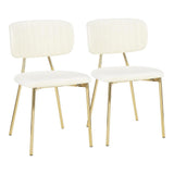 Lumisource Bouton Contemporary/Glam Chair in Gold Metal and Cream Velvet - Set of 2