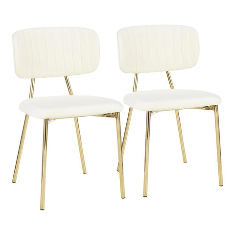 Lumisource Bouton Contemporary/Glam Chair in Gold Metal and Cream Velvet - Set of 2