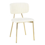 Lumisource Bouton Contemporary/Glam Chair in Gold Metal and Cream Velvet - Set of 2