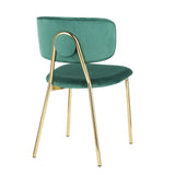 Lumisource Bouton Contemporary/Glam Chair in Gold Metal and Green Velvet - Set of 2