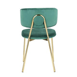 Lumisource Bouton Contemporary/Glam Chair in Gold Metal and Green Velvet - Set of 2