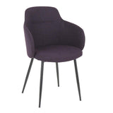 Lumisource Boyne Industrial Chair in Black Metal and Purple Noise Fabric