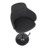 Lumisource Boyne Industrial Upholstered Bar Stool in Black Metal and Dark Grey Fabric