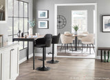 Lumisource Boyne Industrial Upholstered Bar Stool in Black Metal and Dark Grey Fabric