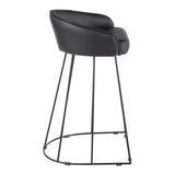 Lumisource Canary Contemporary Counter Stool in Black Metal & Black Faux Leather - Set of 2