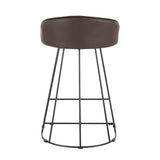 Lumisource Canary Contemporary Counter Stool in Black Metal & Brown Faux Leather - Set of 2