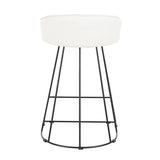 Lumisource Canary Contemporary Counter Stool in Black Metal & White Faux Leather - Set of 2