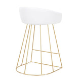 Lumisource Canary Contemporary Counter Stool in Gold with White Velvet Fabric - Set of 2