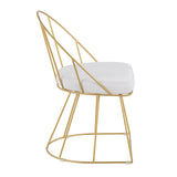 Lumisource Canary Contemporary Dining/Accent Chair in Gold and White Velvet Fabric - Set of 2