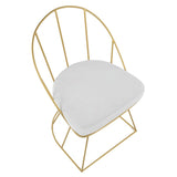 Lumisource Canary Contemporary Dining/Accent Chair in Gold and White Velvet Fabric - Set of 2