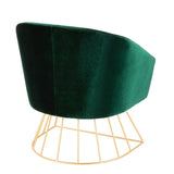 Lumisource Canary Contemporary-Glam Tub Chair in Gold Metal and Emerald Green Velvet