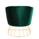 Lumisource Canary Contemporary-Glam Tub Chair in Gold Metal and Emerald Green Velvet