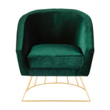 Lumisource Canary Contemporary-Glam Tub Chair in Gold Metal and Emerald Green Velvet