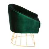 Lumisource Canary Contemporary-Glam Tub Chair in Gold Metal and Emerald Green Velvet