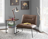 Lumisource Casper Industrial Accent Chair in Black Metal and Espresso Faux Leather