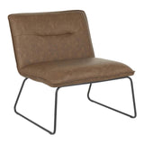 Lumisource Casper Industrial Accent Chair in Black Metal and Espresso Faux Leather