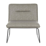 Lumisource Casper Industrial Accent Chair in Black Metal and Grey Faux Leather