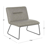 Lumisource Casper Industrial Accent Chair in Black Metal and Grey Faux Leather