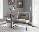 Lumisource Casper Industrial Accent Chair in Black Metal and Grey Faux Leather