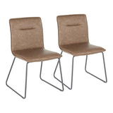 Lumisource Casper Industrial Chair in Black Metal and Espresso Faux Leather Fabric - Set of 2