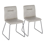 Lumisource Casper Industrial Chair in Black Metal and Grey Faux Leather Fabric - Set of 2