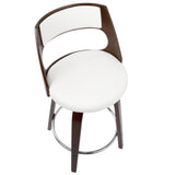 Lumisource Cecina Mid-Century Modern Counter Stool with Swivel in Cherry And White Faux Leather