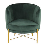 Lumisource Chloe Contemporary Accent Chair in Gold Metal and Emerald Green Velvet