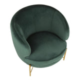 Lumisource Chloe Contemporary Accent Chair in Gold Metal and Emerald Green Velvet