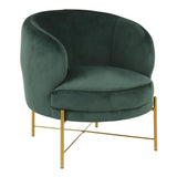 Lumisource Chloe Contemporary Accent Chair in Gold Metal and Emerald Green Velvet