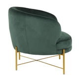 Lumisource Chloe Contemporary Accent Chair in Gold Metal and Emerald Green Velvet