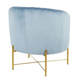 Lumisource Chloe Contemporary Accent Chair in Gold Metal and Powder Blue Velvet