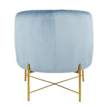 Lumisource Chloe Contemporary Accent Chair in Gold Metal and Powder Blue Velvet