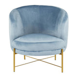 Lumisource Chloe Contemporary Accent Chair in Gold Metal and Powder Blue Velvet