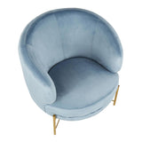 Lumisource Chloe Contemporary Accent Chair in Gold Metal and Powder Blue Velvet