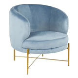 Lumisource Chloe Contemporary Accent Chair in Gold Metal and Powder Blue Velvet