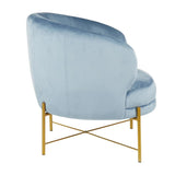 Lumisource Chloe Contemporary Accent Chair in Gold Metal and Powder Blue Velvet