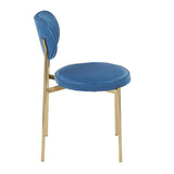 Lumisource Chloe Contemporary/Glam Dining Chair in Gold Metal and Blue Satin - Set of 2