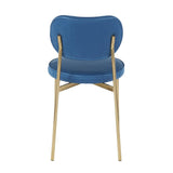 Lumisource Chloe Contemporary/Glam Dining Chair in Gold Metal and Blue Satin - Set of 2