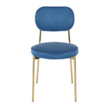 Lumisource Chloe Contemporary/Glam Dining Chair in Gold Metal and Blue Satin - Set of 2