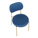 Lumisource Chloe Contemporary/Glam Dining Chair in Gold Metal and Blue Satin - Set of 2