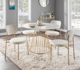 Lumisource Chloe Contemporary/Glam Dining Chair in Gold Metal and Cream Satin - Set of 2