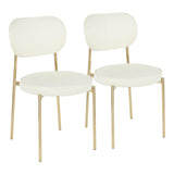 Lumisource Chloe Contemporary/Glam Dining Chair in Gold Metal and Cream Satin - Set of 2