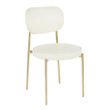 Lumisource Chloe Contemporary/Glam Dining Chair in Gold Metal and Cream Satin - Set of 2