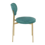 Lumisource Chloe Contemporary/Glam Dining Chair in Gold Metal and Green Satin - Set of 2