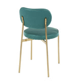 Lumisource Chloe Contemporary/Glam Dining Chair in Gold Metal and Green Satin - Set of 2