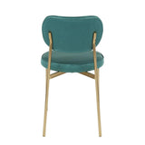 Lumisource Chloe Contemporary/Glam Dining Chair in Gold Metal and Green Satin - Set of 2