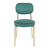 Lumisource Chloe Contemporary/Glam Dining Chair in Gold Metal and Green Satin - Set of 2