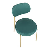 Lumisource Chloe Contemporary/Glam Dining Chair in Gold Metal and Green Satin - Set of 2