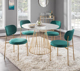 Lumisource Chloe Contemporary/Glam Dining Chair in Gold Metal and Green Satin - Set of 2