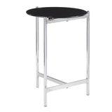 Lumisource Chloe Contemporary Side Table in Chrome w/Black Glass